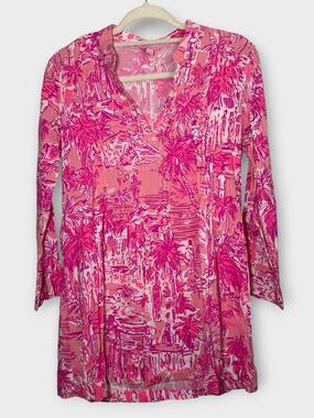 GUC Lilly Pulitzer Pink & White Sarasota Tunic Top | Small